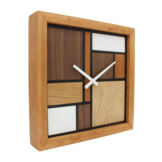 Mondrian, Large Handcrafted Wooden Box Clock