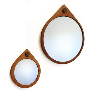 Teardrop Mirror Set in Cherry Wood, 13" and 9"