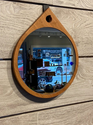 Teardrop Mirror in Cherry Wood, 13"