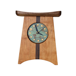 East of Appalachia - Patina Green, Handcrafted Wooden Mantel Clock