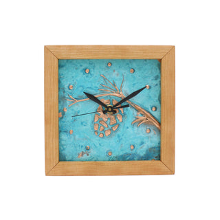 Patina Pinecone, Handcrafted Wooden Box Clock