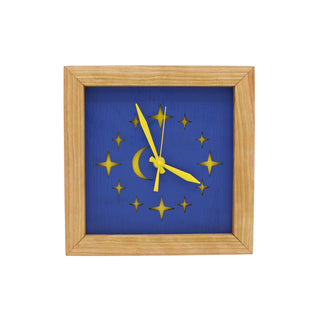 Starry Night, Handcrafted Cherry Wooden Box Clock