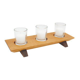 Haywood Votive Centerpiece, Handcrafted Wooden Stand with Soy Wax Votive Candles