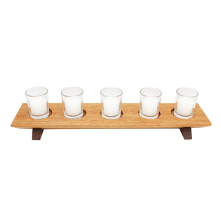 Haywood Votive Centerpiece, Handcrafted Wooden Stand with Soy Wax Votive Candles