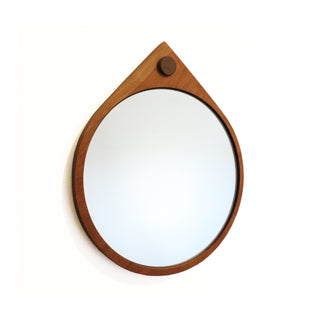Teardrop Mirror in Cherry Wood, 13"
