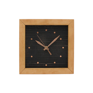 Handcrafted Cherry Wooden Box Clock with distressed black face with copper tacks.