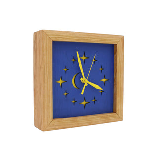 Starry Night, Handcrafted Cherry Wooden Box Clock
